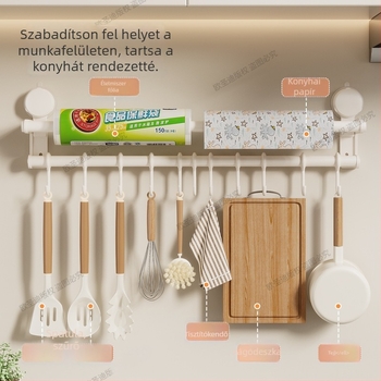 Rozsdamentes acél konyhai szívókorongos tartó, falra szerelés fúrás nélkül, 600 g, japán-koreai stílus, Osd
