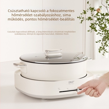 Szétválasztott típusú elektromos forró edény, 1500W, kapacitás >6L, belső bevonatos edény, többlfunkció: gőzölés, pirítás, sütés, főzés, párolás; száraz égés elleni védelem