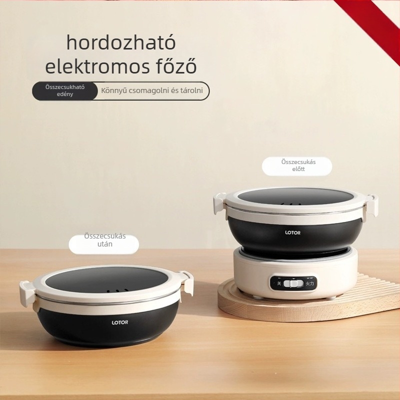 LOTOR Hordozható elektromos főzőedény, kapacitás 2 L vagy kisebb, belső tartály 304 rozsdamentes acélból, mechanikus vezérlés, grill és shabu-shabu kombináció, 1 személyes otthoni használat, modell FT-G01-MB