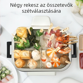 Kihajtható kivitelű elektromos forró fazék, 800W, 2-3 L kapacitás, 1-2 adag, érintéses vezérlés, gőzölés, főzés, párolás, sütés