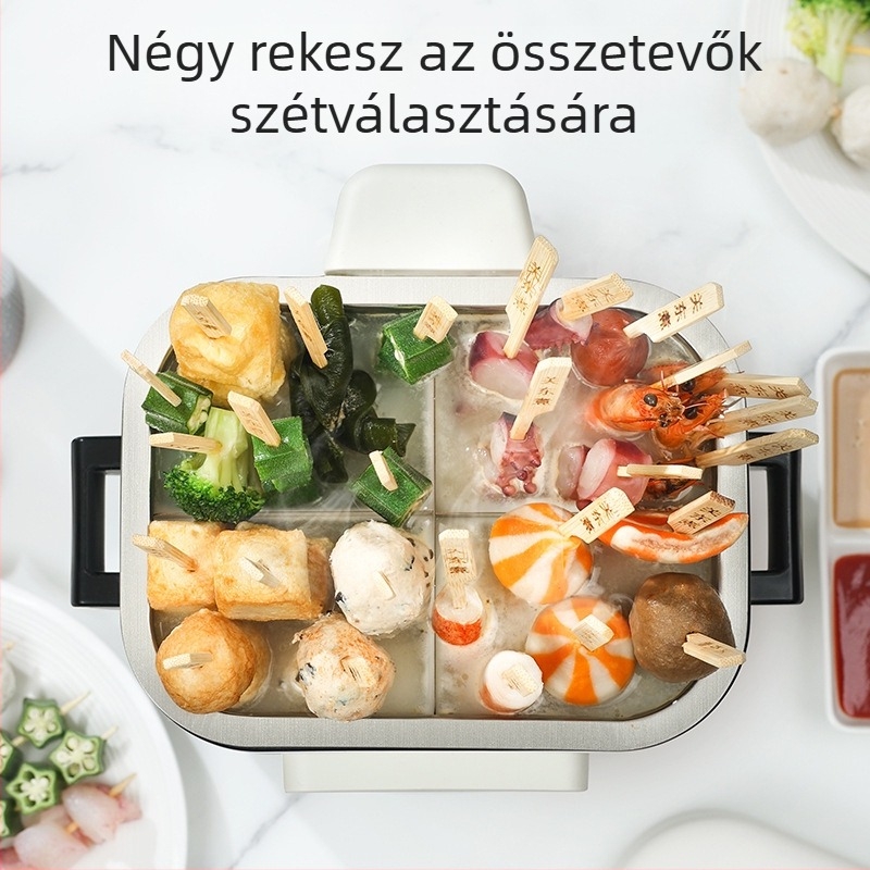 Kihajtható kivitelű elektromos forró fazék, 800W, 2-3 L kapacitás, 1-2 adag, érintéses vezérlés, gőzölés, főzés, párolás, sütés