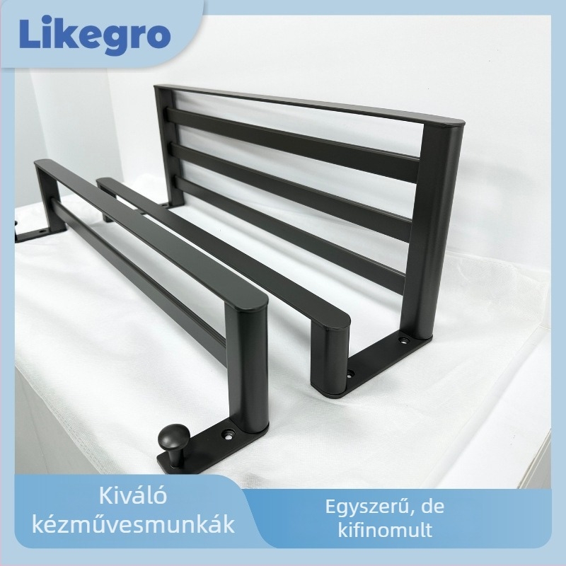 Space alumínium törölközőtartó, kétszintes, kettős rúddal, 2 darabos készlet, modern minimalista stílus