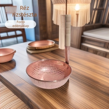 Tiszta réz rizstészta fazék, kínai stílusú, kézzel készített fogantyúval, gáztűzhelyhez alkalmas, forral és rotyog