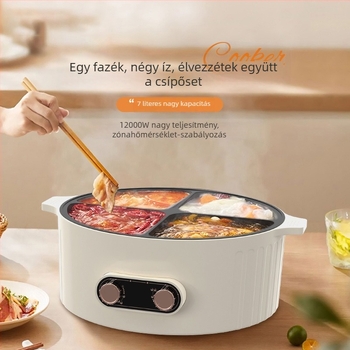 Négyrekeszes elektromos forró fazék kettős ízű, 6 L kapacitás, 110 V