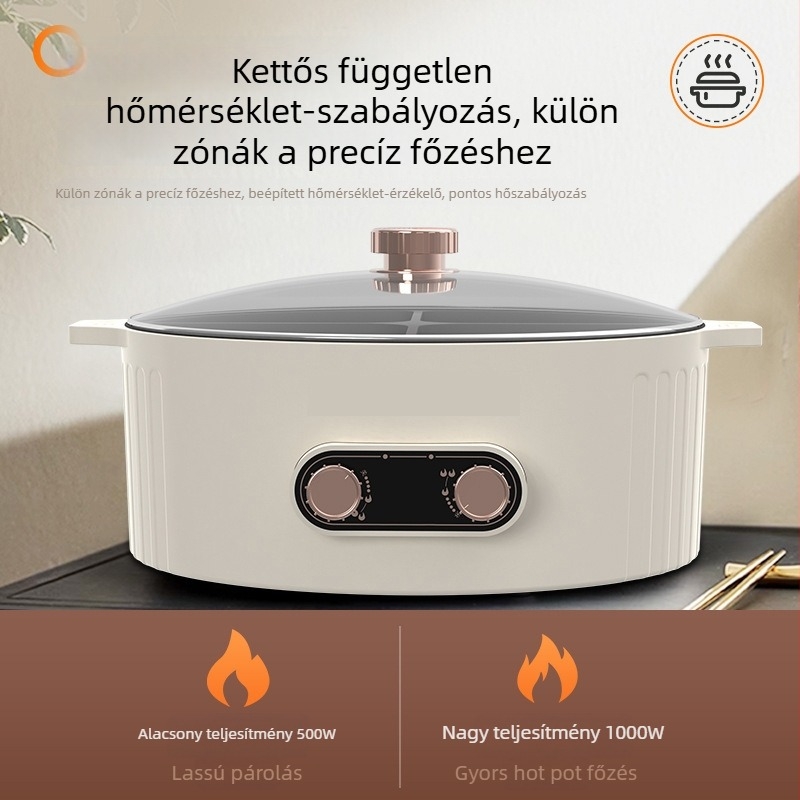 Négyrekeszes elektromos forró fazék kettős ízű, 6 L kapacitás, 110 V