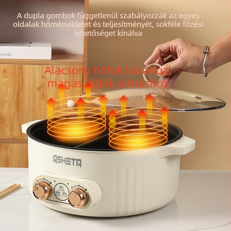 7L-es elektromos forróedény két ízével, független ízkontrollal, tapadásmentes belső, sokoldalú otthoni és kollégiumi használatra