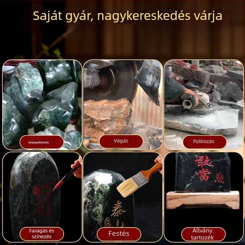Taishan Gangdang gravírozott jade kő dísz – kínai stílus, nem ajándéknak szánva, asztali dísz
