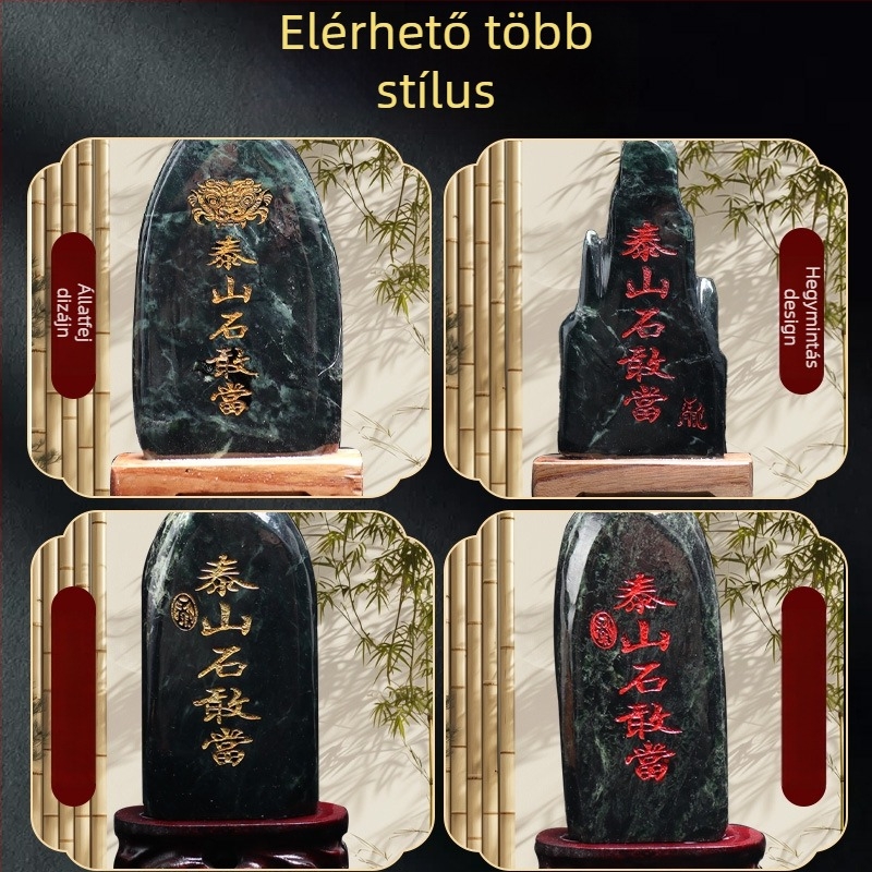 Taishan Gangdang gravírozott jade kő dísz – kínai stílus, nem ajándéknak szánva, asztali dísz