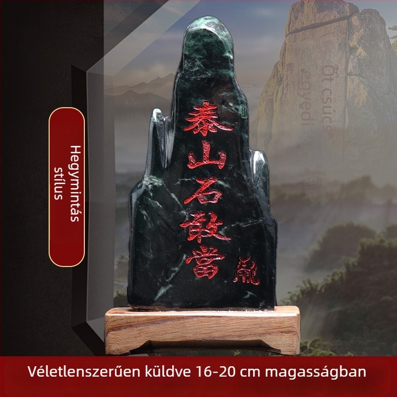Taishan Gangdang gravírozott jade kő dísz – kínai stílus, nem ajándéknak szánva, asztali dísz