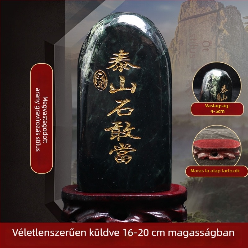 Taishan Gangdang gravírozott jade kő dísz – kínai stílus, nem ajándéknak szánva, asztali dísz