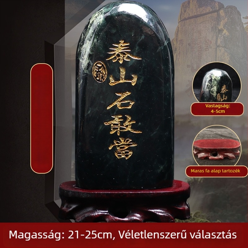 Taishan Gangdang gravírozott jade kő dísz – kínai stílus, nem ajándéknak szánva, asztali dísz