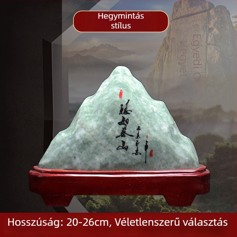 Taishan Gangdang gravírozott jade kő dísz – kínai stílus, nem ajándéknak szánva, asztali dísz