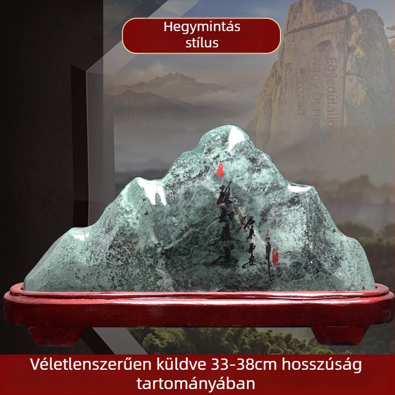 Taishan Gangdang gravírozott jade kő dísz – kínai stílus, nem ajándéknak szánva, asztali dísz