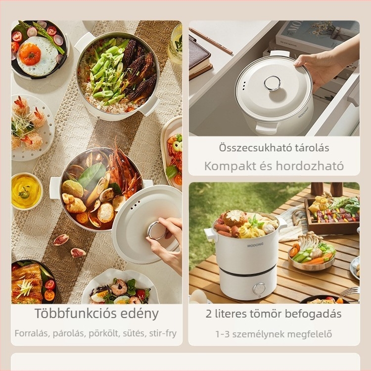 Elektromos főzőedény, kompakt, hordozható, többfunkciós fazék kollégiumi szobához, leválasztható és mosható, telepítés nélkül, termékkód AL940093666303