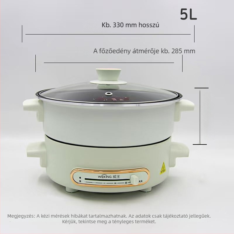 WeKing szétválasztható elektromos forró fazék, 4–5 L kapacitás, családi használatra, többfunkciós