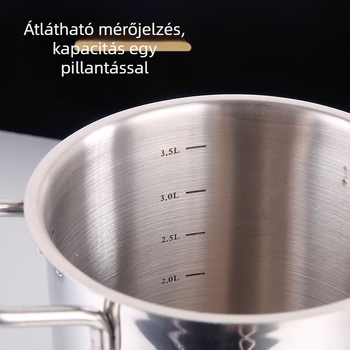 304 rozsdamentes acélból készült többfunkciós fazék szűrővel, háromrétegű aljjal, üvegfedéllel, indukciós főzőlaphoz kompatibilis