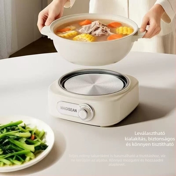 Szeparált kollégiumi elektromos forrófazék, 2.1–4 l kapacitás, 2–3 személyre, belső kerámia mázas edény, levehető és mosható, dupla vezérlés, alapfűtés
