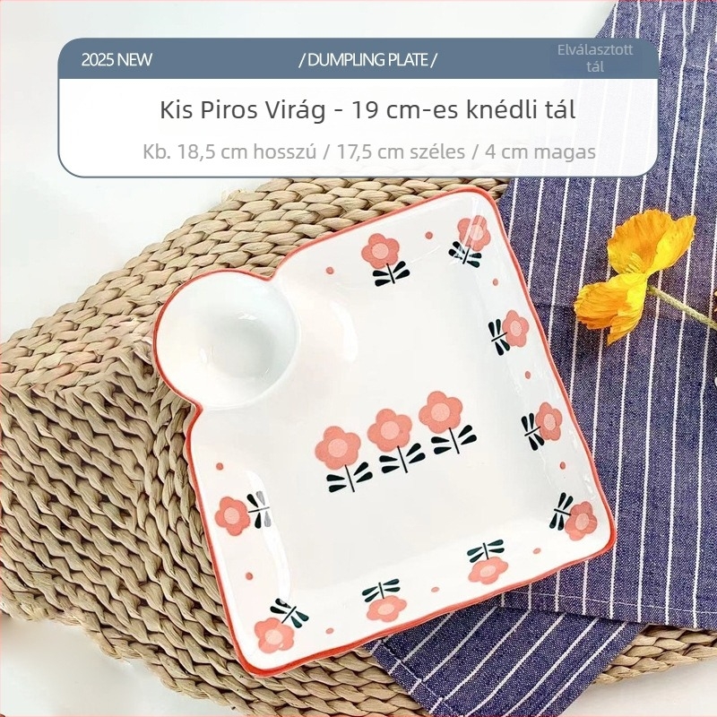 Kerámia gombóctál otthoni használatra, több rekeszes grill-tál garnéla és sült krumpli mellé