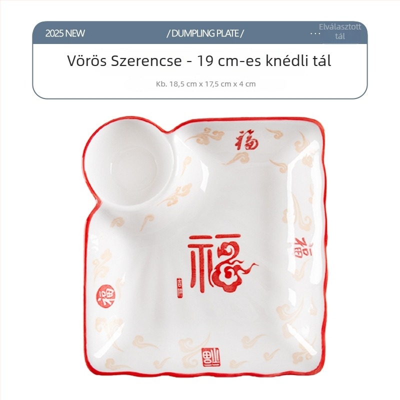 Kerámia gombóctál otthoni használatra, több rekeszes grill-tál garnéla és sült krumpli mellé