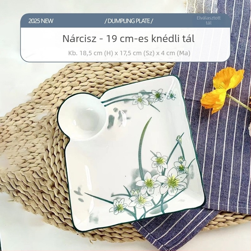 Kerámia gombóctál otthoni használatra, több rekeszes grill-tál garnéla és sült krumpli mellé