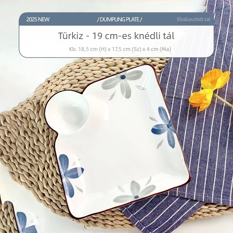 Kerámia gombóctál otthoni használatra, több rekeszes grill-tál garnéla és sült krumpli mellé