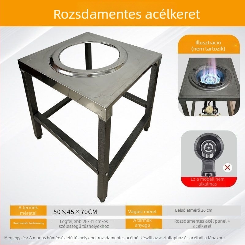 Kereskedelmi gázrezsóhoz tartó, falra szerelhető polc, műanyag, telepítés nélkül, egyfejű kialakítás