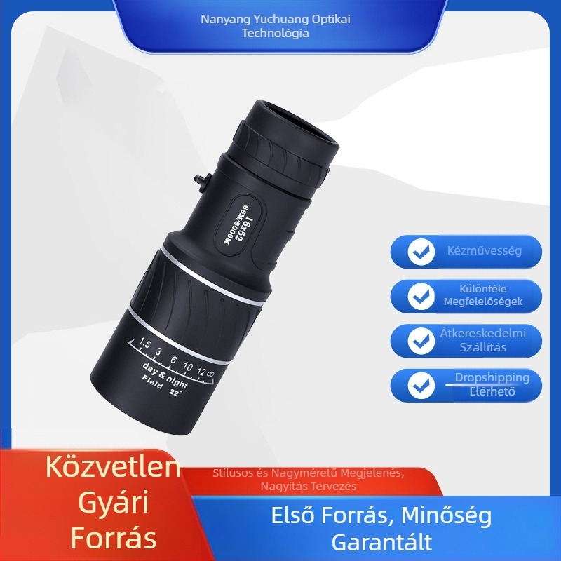 Monokulár távcső 16x52, 52 mm objektív, nagyítás, HD optika, modell Nagy Monokulár 16X52