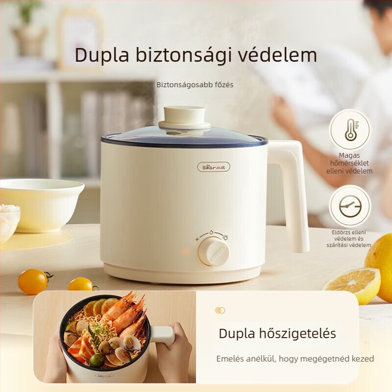 Bear elektromos főzőedény gőzölővel egy személyre - tisztítás All-in-One, gombos vezérlés, szigetelés, 1 belső betét