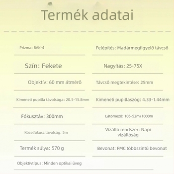 Monokuláris távcső madármegfigyeléshez, nagy apertúrával, állítható zoommal, telefonos fényképezés és videófelvétel támogatásával, HD professzionális minőség.