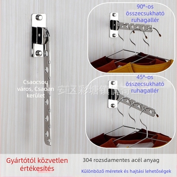 Bochi Hardware 304 rozsdamentes acélból készült mozgatható forgó ruhaszög, összecsukható rúddal, polírozott felülettel, 6/8/10 lyukú felszerelés