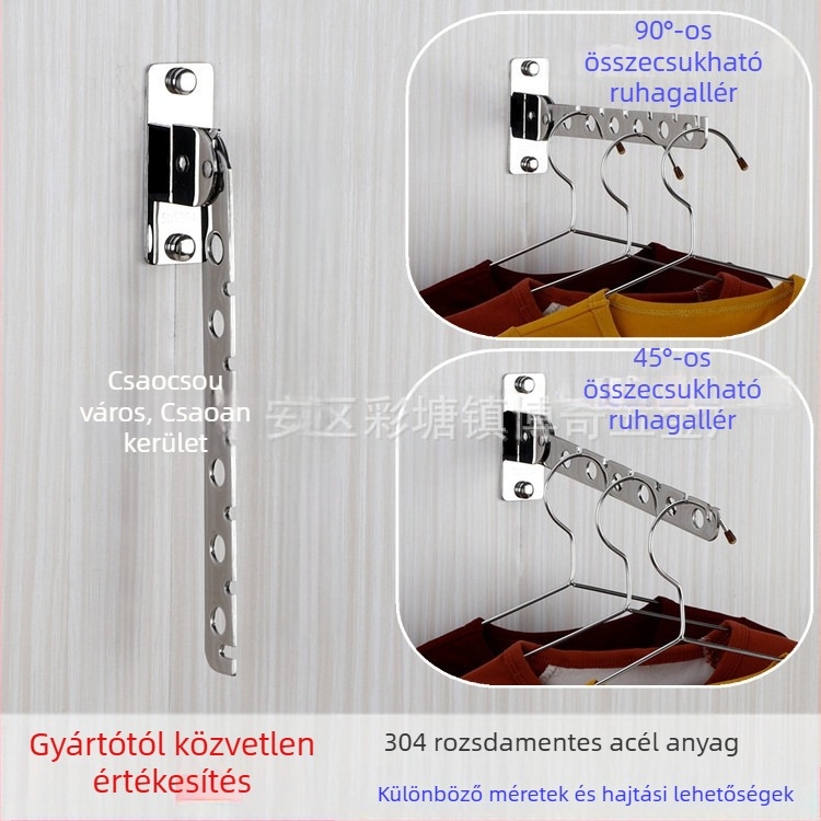 Bochi Hardware 304 rozsdamentes acélból készült mozgatható forgó ruhaszög, összecsukható rúddal, polírozott felülettel, 6/8/10 lyukú felszerelés
