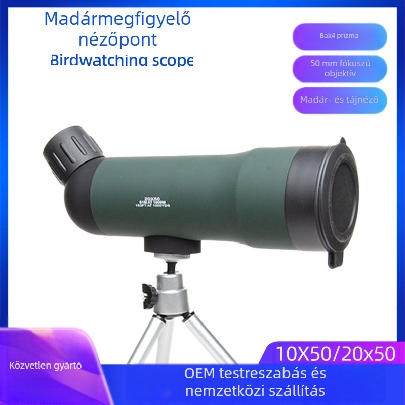 Madármegfigyelő monokuláris távcső, 20x nagyítás, látómező 78/1000 m, kilépő pupilla 2,5 mm