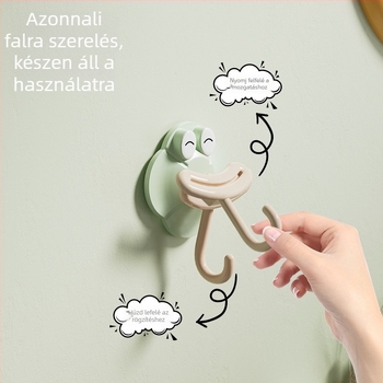 Fali akasztható vákuumos akasztó, ABS, egyes fogas, rajzfilmszerű stílus, 1–3 kg teherbírás, fürdőszoba és konyha, kreatív kolbász-formájú dizájn