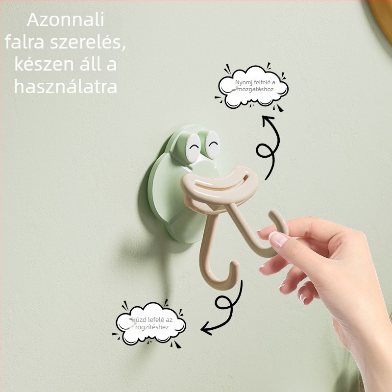 Fali akasztható vákuumos akasztó, ABS, egyes fogas, rajzfilmszerű stílus, 1–3 kg teherbírás, fürdőszoba és konyha, kreatív kolbász-formájú dizájn