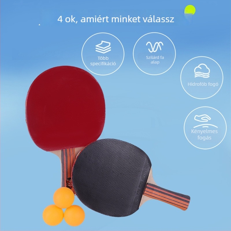 Asztalitenisz ütő készlet – Penhold fogás, kétoldalas invertált gumi, Termékkód Table Tennis Racket 001