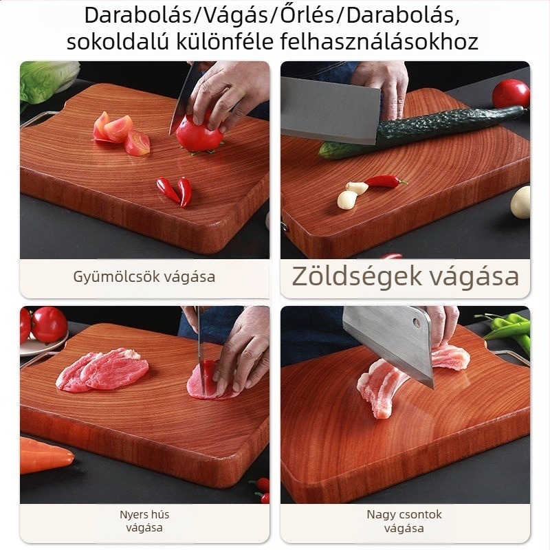 Masszív Ebenfa vágódeszka, csúszásmentes és penészálló, konyhai négyzet alakú deszka