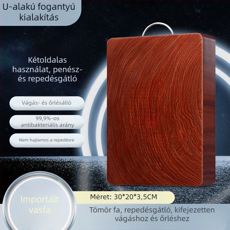 Masszív Ebenfa vágódeszka, csúszásmentes és penészálló, konyhai négyzet alakú deszka
