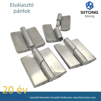 Fürdőszobai elválasztó ajtópánt, rozsdamentes acélból, csiszolt felület, H-alakú, 2,5 mm vastagság, levehető