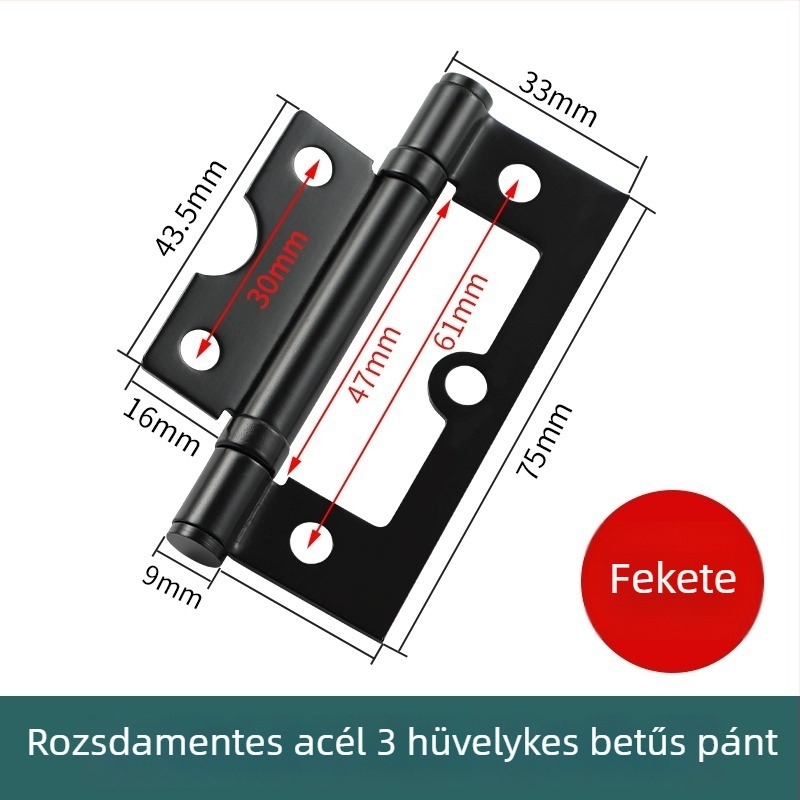 Rozsdamentes acél ajtózsanér fa- és szekrényajtókhoz – slot nélküli, halk csapágy, vastított hajlított kialakítás