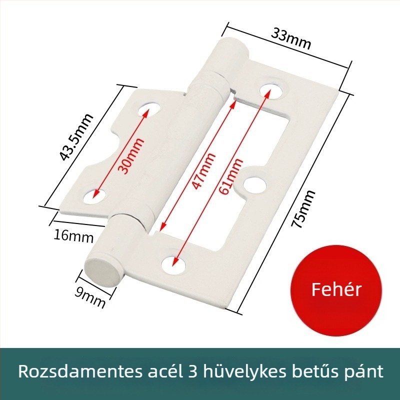 Rozsdamentes acél ajtózsanér fa- és szekrényajtókhoz – slot nélküli, halk csapágy, vastított hajlított kialakítás