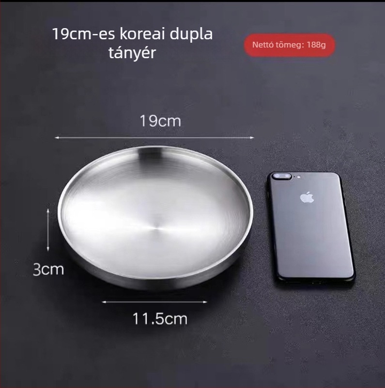 304 rozsdamentes acél Koreai-stílusú kétszintes grill tál, szigeteléssel, nyugati típusú tálaló, arany színű nasi tál, vastagított kerek lemez