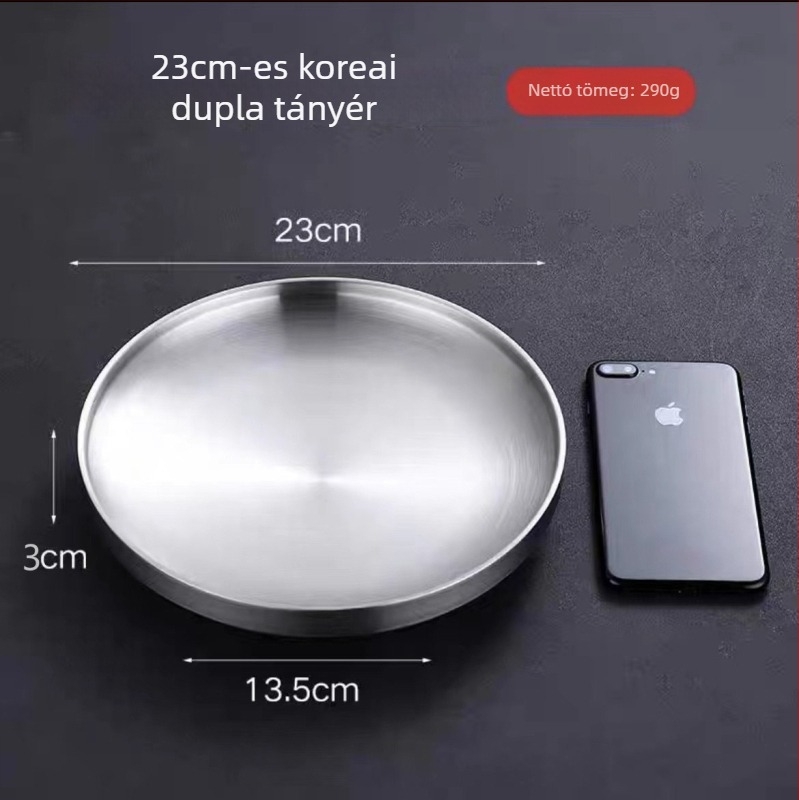304 rozsdamentes acél Koreai-stílusú kétszintes grill tál, szigeteléssel, nyugati típusú tálaló, arany színű nasi tál, vastagított kerek lemez