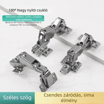 180° zsanér fa szekrényajtókhoz csillapítóval; anyag: hideg hengerelt acél; felület: nikkelezett bevonat; termékkód: 180° zsanér; márka: Cupboard lebao