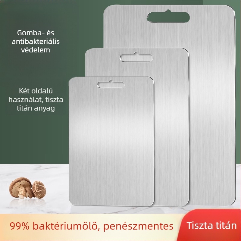 Tiszta titán vágódeszka, otthoni használatra, orvosi minőség, kétoldalas, gomba- és penészálló