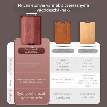 Amy cseresznyefából készült vágódeszka – tömörfa, kétoldalas konyhai használatra