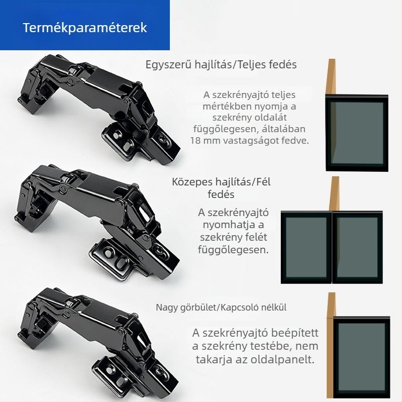180°-os alumíniumkeretes zsanér üvegajtókhoz, hidegen hengerelt acélból, csillapító funkcióval