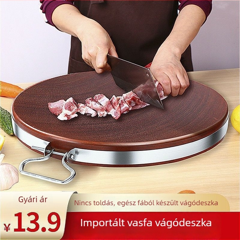 Kerek vasfa vágódeszka, tömörfa konyhai vágódeszka otthoni használatra