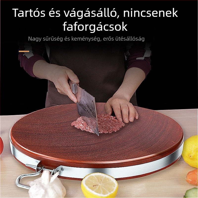 Kerek vasfa vágódeszka, tömörfa konyhai vágódeszka otthoni használatra