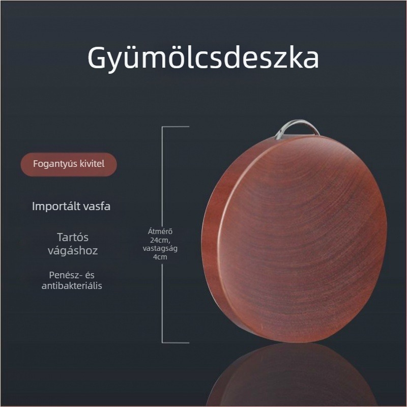 Kerek vasfa vágódeszka, tömörfa konyhai vágódeszka otthoni használatra