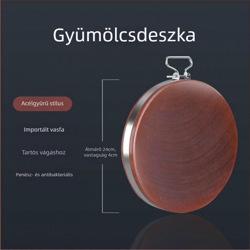 Kerek vasfa vágódeszka, tömörfa konyhai vágódeszka otthoni használatra